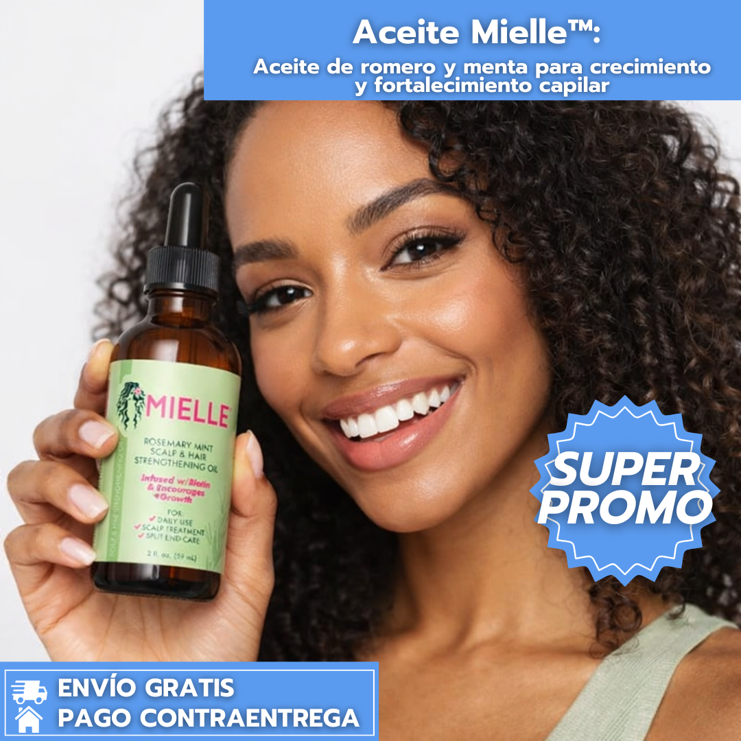Aceite Mielle™: Aceite de romer y menta para crecimiento y fortalecimiento capilar