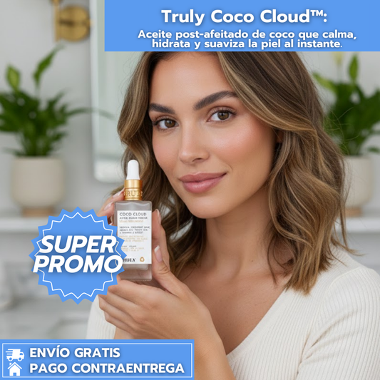 Truly Coco Cloud™:  Aceite post-afeitado de coco que calma, hidrata y suaviza la piel al instante.