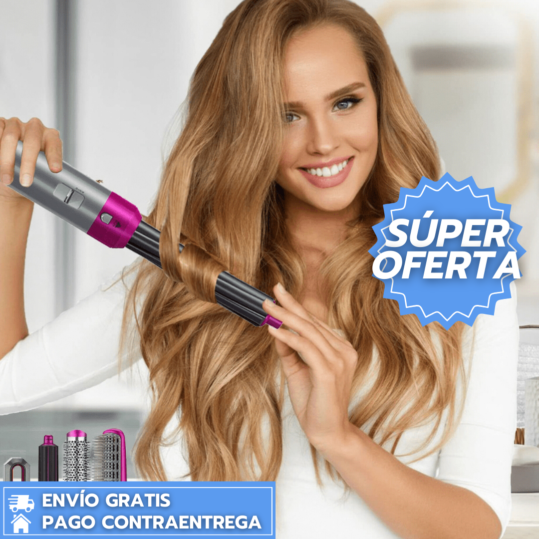 Cepillo 5 en 1™:  seca, alisa, riza y da volumen fácilmente.