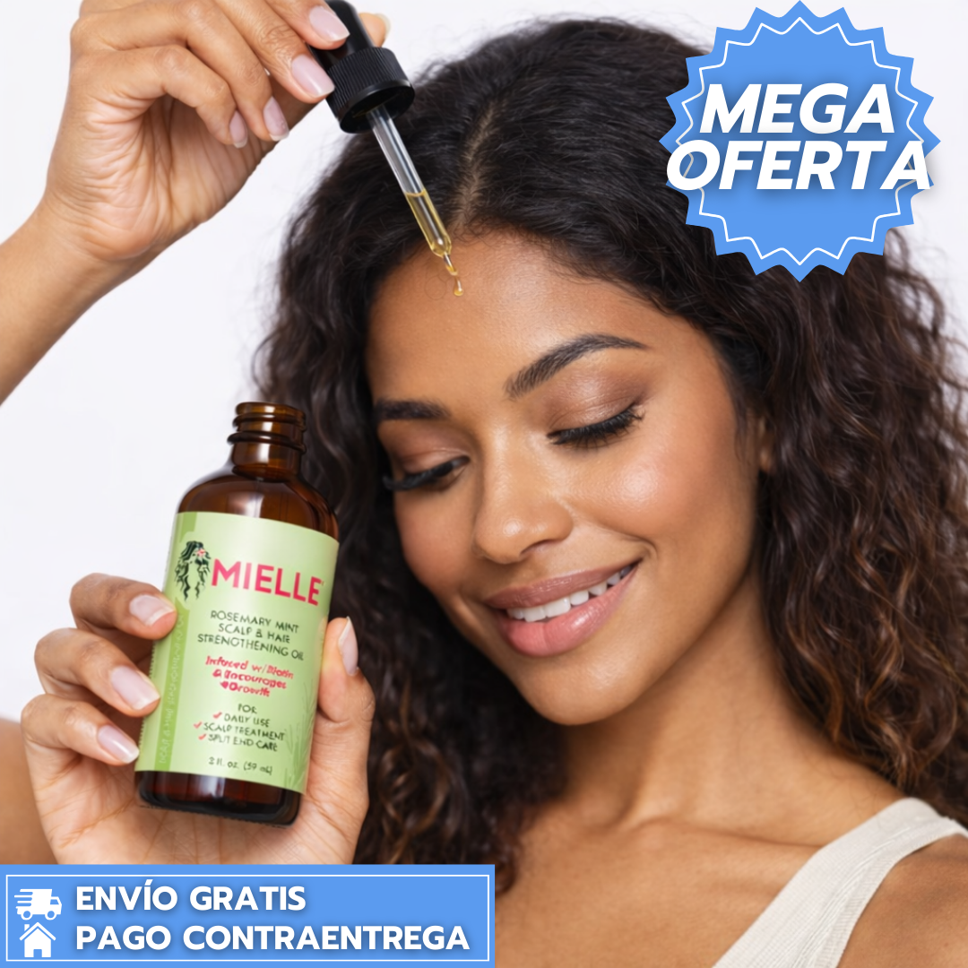 Aceite Mielle™: Aceite de romer y menta para crecimiento y fortalecimiento capilar
