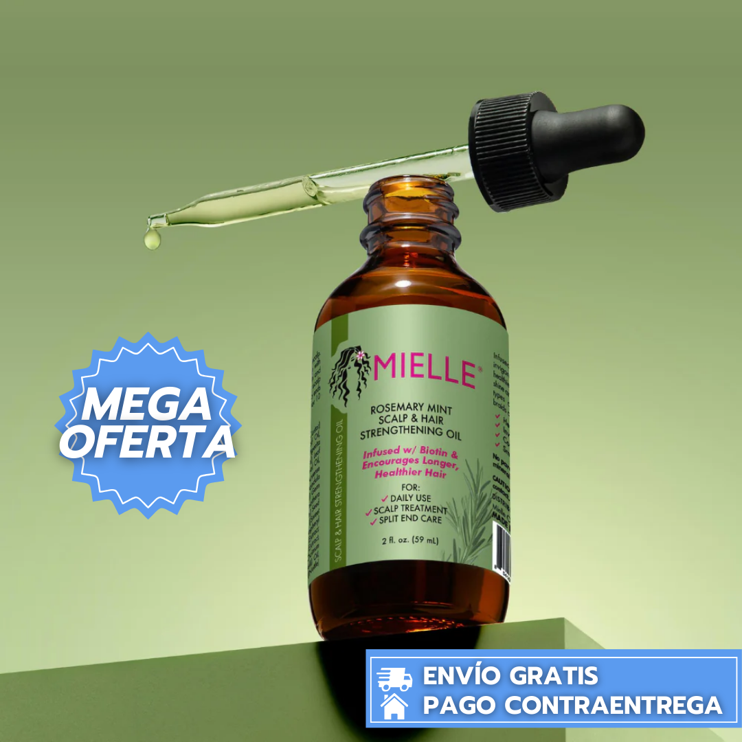 Aceite Mielle™: Aceite de romer y menta para crecimiento y fortalecimiento capilar