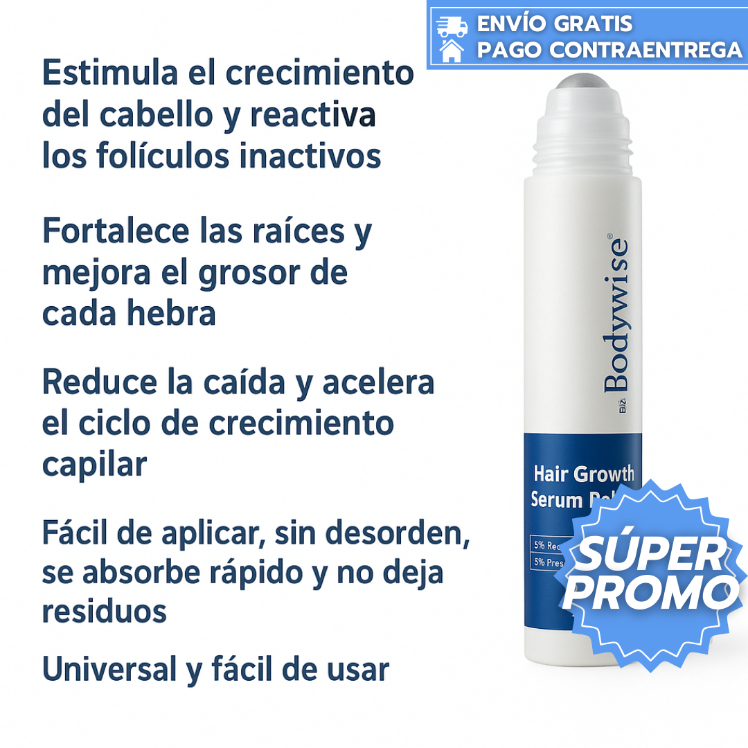 BodyWise Roll On™: Sérum en roll-on que activa folículos y acelera el crecimiento del cabello.
