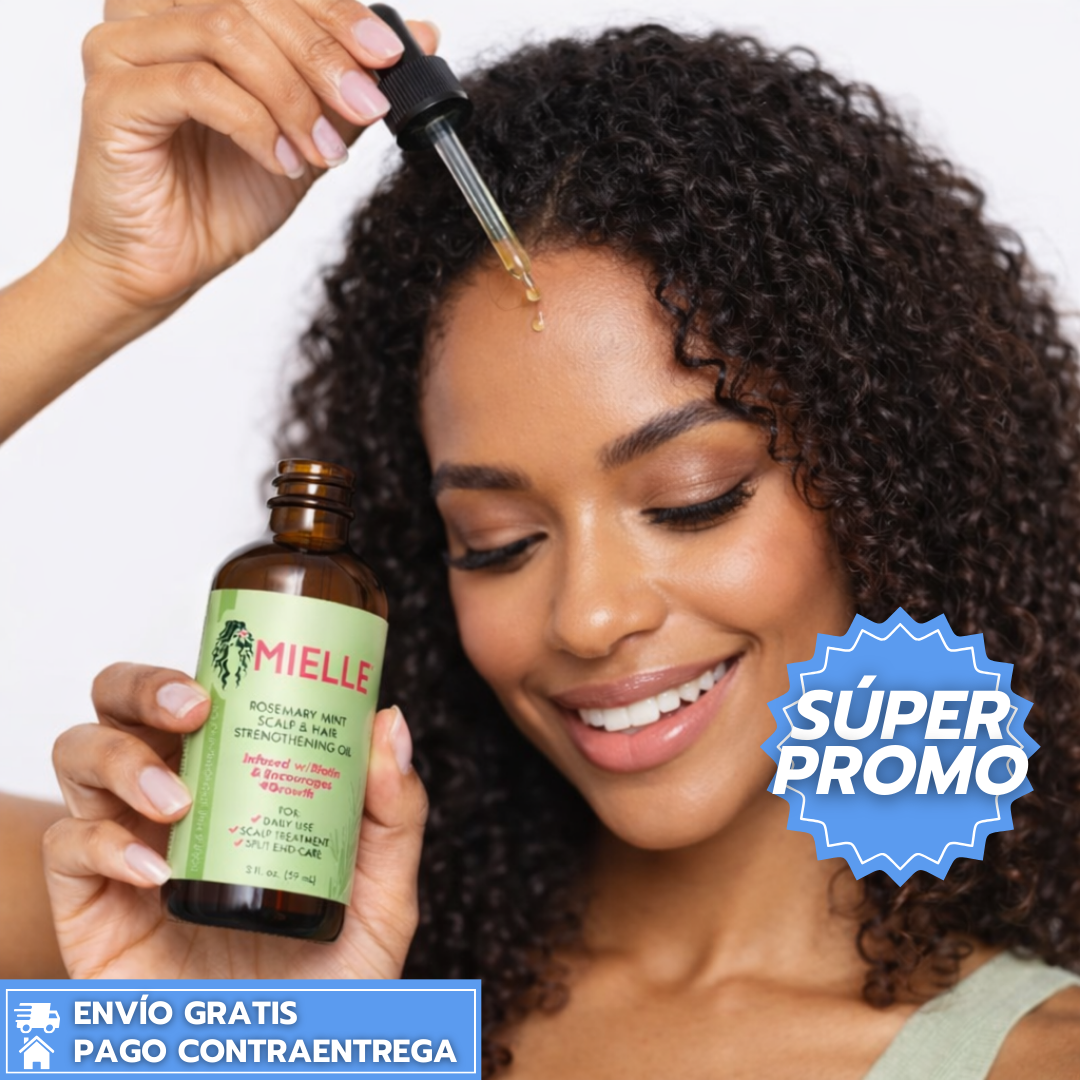 Aceite Mielle™: Aceite de romer y menta para crecimiento y fortalecimiento capilar