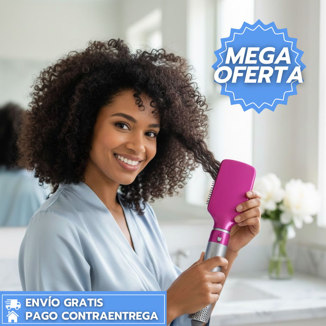 Cepillo 5 en 1™:  seca, alisa, riza y da volumen fácilmente.